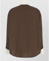 Marni - Embroidered Check Cotton Scarf Collar Oversized Shirt - Lyst