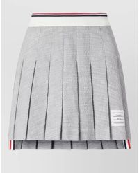 Thom Browne - Tweed Mini Skirt Pleated Mid Rise Stripe - Lyst