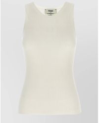 Fendi - Silk Blend Sleeveless Logo-Embellished Tank Top - Lyst