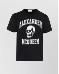 McQueen - Organic Cotton Crew Neck T-Shirt With Skull Print - Lyst