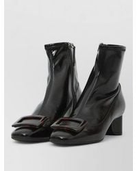 Roger Vivier - Stretch Ankle Boots Tortoiseshell Buckle Curved Heel - Lyst
