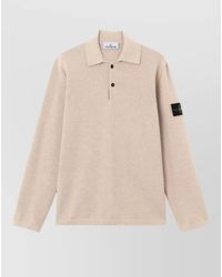 Stone Island - Polo Knit Long Sleeve Raglan Sweater - Lyst