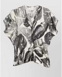 Alysi - Silk Shirt Abstract Print Short Sleeves Neckline - Lyst