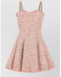 Balmain - Tweed Mini Dress Chain Strap Detail - Lyst