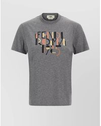 Fendi - Cotton Printed Embroidered T-Shirt - Lyst