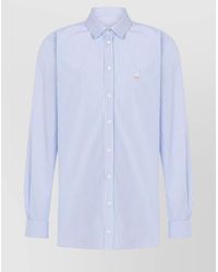 Moschino - Curved Hem Vertical Striped Cotton Shirt With Embroidery - Lyst