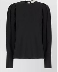 Erika Cavallini Semi Couture - Blouse Long Sleeves Tie Detail Keyhole - Lyst