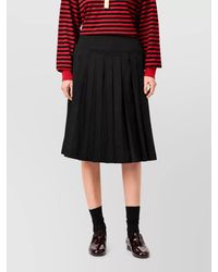 Ami Paris - Virgin Wool Midi Pleated Skirt - Lyst