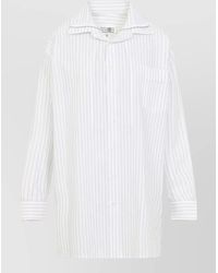 MM6 by Maison Margiela - Striped Oversized Long-Sleeve Shirt - Lyst