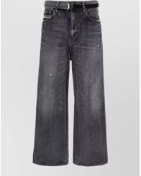 Sacai - Wide Leg Denim Jeans Distressed Design - Lyst
