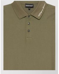 Emporio Armani - Cotton Piqué Logo-Embroidered Short-Sleeve Polo Shirt - Lyst