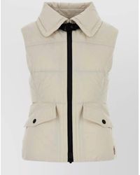 Moncler - Ivory Polyester Sleeveless Hallaine Down Jacket - Lyst