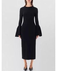 Stella McCartney - Compact Knit Bell Sleeve Midi Dress - Lyst
