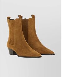 Aeyde - Suede Block Heel Boots With Elastic Panels - Lyst