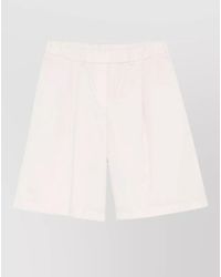 Via Masini 80 - Cotton Bermuda Shorts Belt Loops Pleats - Lyst