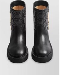 Dior - Leather Quilted Ankle Boots - Lyst