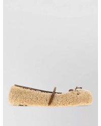 Gucci - Shearling Ballerinas Round Toe Flat Bow Detail - Lyst