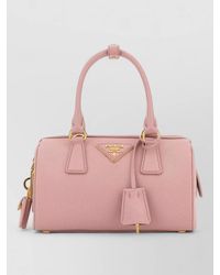 Prada - Leather Shoulder Bag Structured Shape Top Handles - Lyst