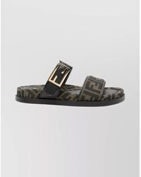Fendi - Leather Sandals With Double Strap And Buckle - Lyst