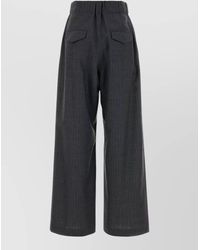 Jil Sander - Wool Wide Leg Pinstripe Trousers Back Pockets - Lyst