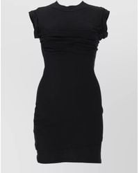 Alexander Wang - Cotton Ribbed High-Neck Sleeveless Draped Mini Dress - Lyst
