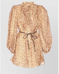 Zimmermann - Linen Animal-Print Mini Dress - Lyst