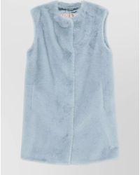 Herno - Faux Fur Mid Length Sleeveless Coat - Lyst