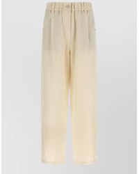 Brunello Cucinelli - Linen Blend Cropped Straight-Leg Trousers - Lyst