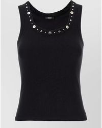 Versace - Ribbed Studded Decorative Button Top - Lyst
