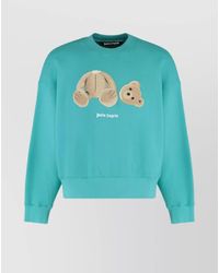 Palm Angels - Cotton Ribbed Crew Neck Sweatshirt - Lyst