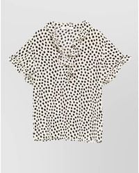 Chloé - Silk Short-Sleeve Dots-Print Ruffle Blouse - Lyst