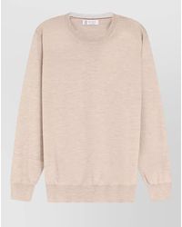 Brunello Cucinelli - Cashmere Silk Regular-Fit Crew-Neck Ribbed-Trim Long-Sleeve Sweater - Lyst