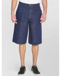 Ami Paris - Denim Mid-Rise Wide-Leg Bermuda Shorts - Lyst