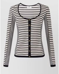 Elisabetta Franchi - Knit Top Long Sleeves Scoop Neck Striped - Lyst