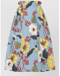 Marni - Cotton Floral-Print Flared Midi A-Line Skirt - Lyst