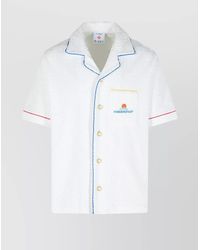 CASABLANCA - Monogrammed Jacquard Cotton Blend Terry Cloth Shirt - Lyst