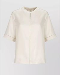Loulou de Saison - Silk Blouse Round Neck Short Sleeves - Lyst