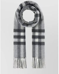 Burberry - Cashmere Scarf With Embroidered Checked Pattern - Lyst