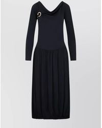 Lanvin - Draped Asymmetric Long-Sleeve Midi Dress - Lyst