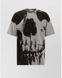 McQueen - Cotton Skull Print Crew Neck Short-Sleeve T-Shirt - Lyst