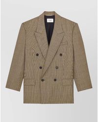 Saint Laurent - Prince Of Wales Puppytooth Double Breasted Jacket - Lyst