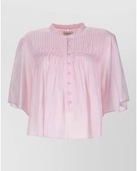 Isabel Marant - Cotton Pleated Short-Sleeve Blouse - Lyst