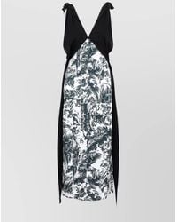 Bottega Veneta - Silk Printed Sleeveless V-Neck Maxi Dress - Lyst