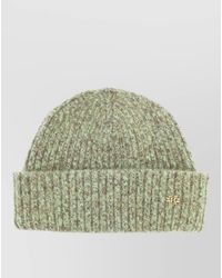 Ganni - Wool Mohair Beanie Hat Ribbed Turn Up - Lyst