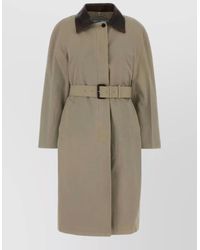 Prada - Cotton Belted Long Coat - Lyst