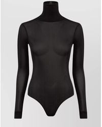Maison Margiela - Sheer Fabric High-Neck Bodysuit With Long Sleeves - Lyst