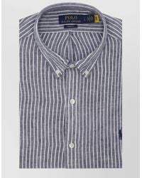 Ralph Lauren - Striped Linen Shirt Button Down Collar Slim - Lyst