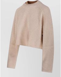 Max Mara - Ribbed Cropped Crew Neck Cashmere Wool Jumper - Lyst