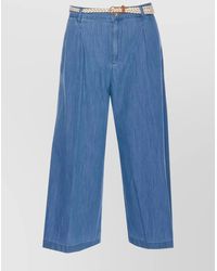 Liu Jo - High Waist Denim Shorts With Woven Belt - Lyst