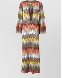 Missoni - Long Chevron Knit Beach Dress V Neck - Lyst